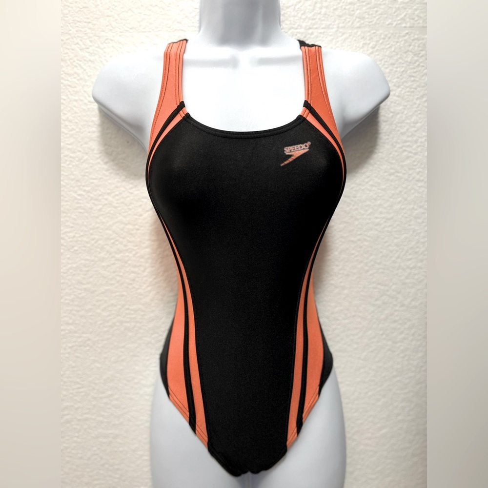 Speedo one piece swim suit in size 24 in black and orange